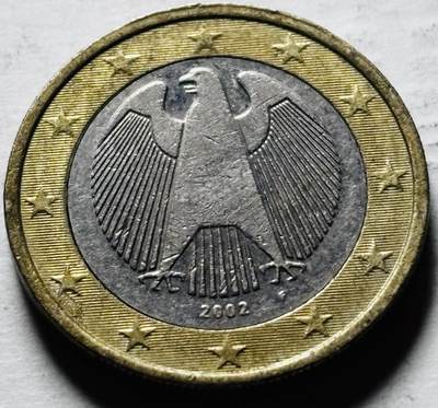 文馨钱币收藏第 298 场，长期接代拍业务 - 2002 年德国 1 欧元，第一版首发 F 版