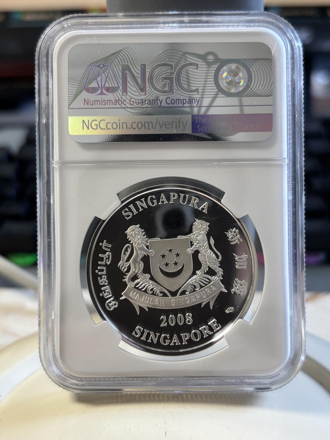 第194期拍卖 新加坡2008年花卉系列彩色20克纪念银币2枚套NGC-PF70-PF69,999银，20克*2