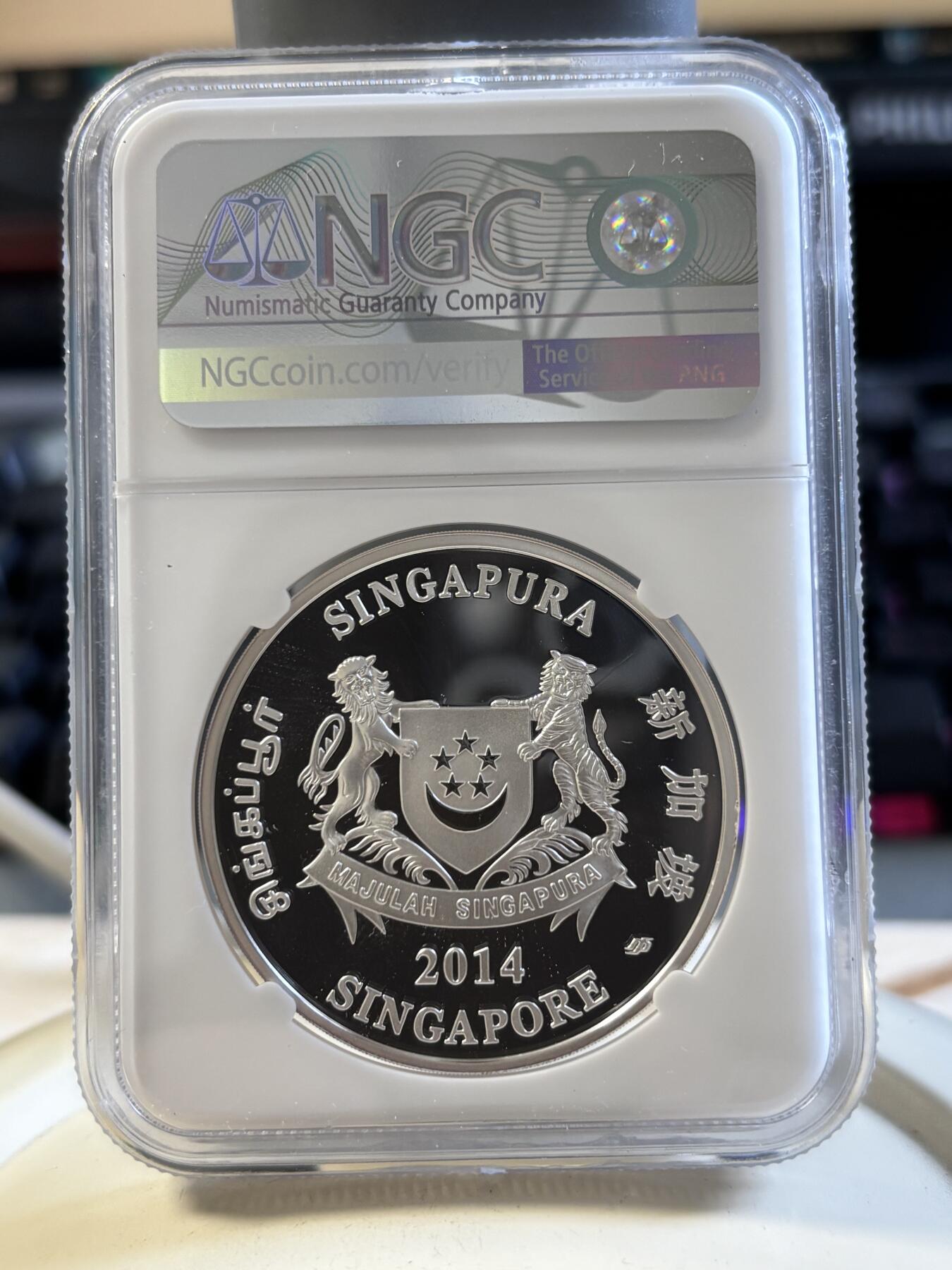 第194期拍卖 新加坡2014年花卉系列彩色1盎司纪念银币2枚套NGC-PF70,999银，1盎司*2