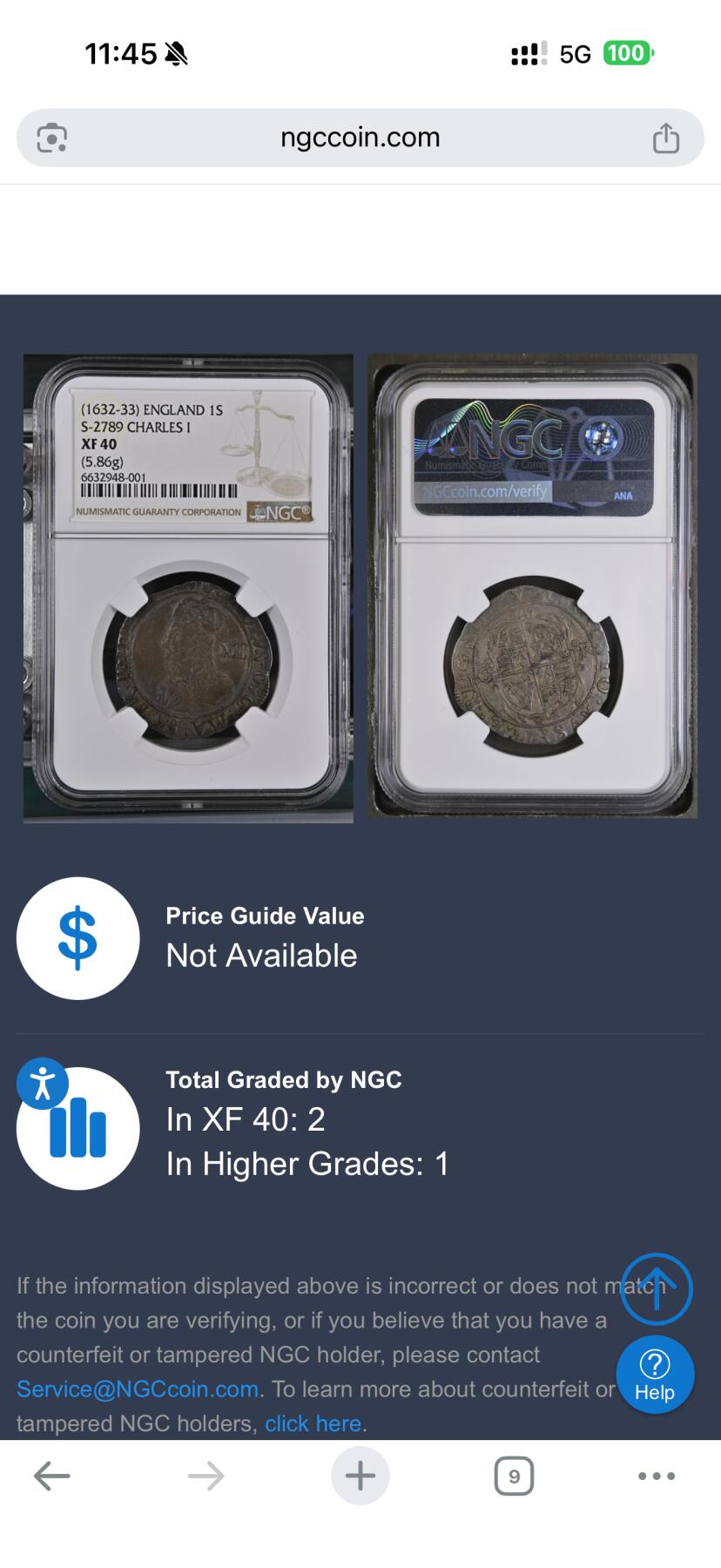 Krab外币市集Vol.28 NGC XF40 英国查尔斯一世1先令-亚军分