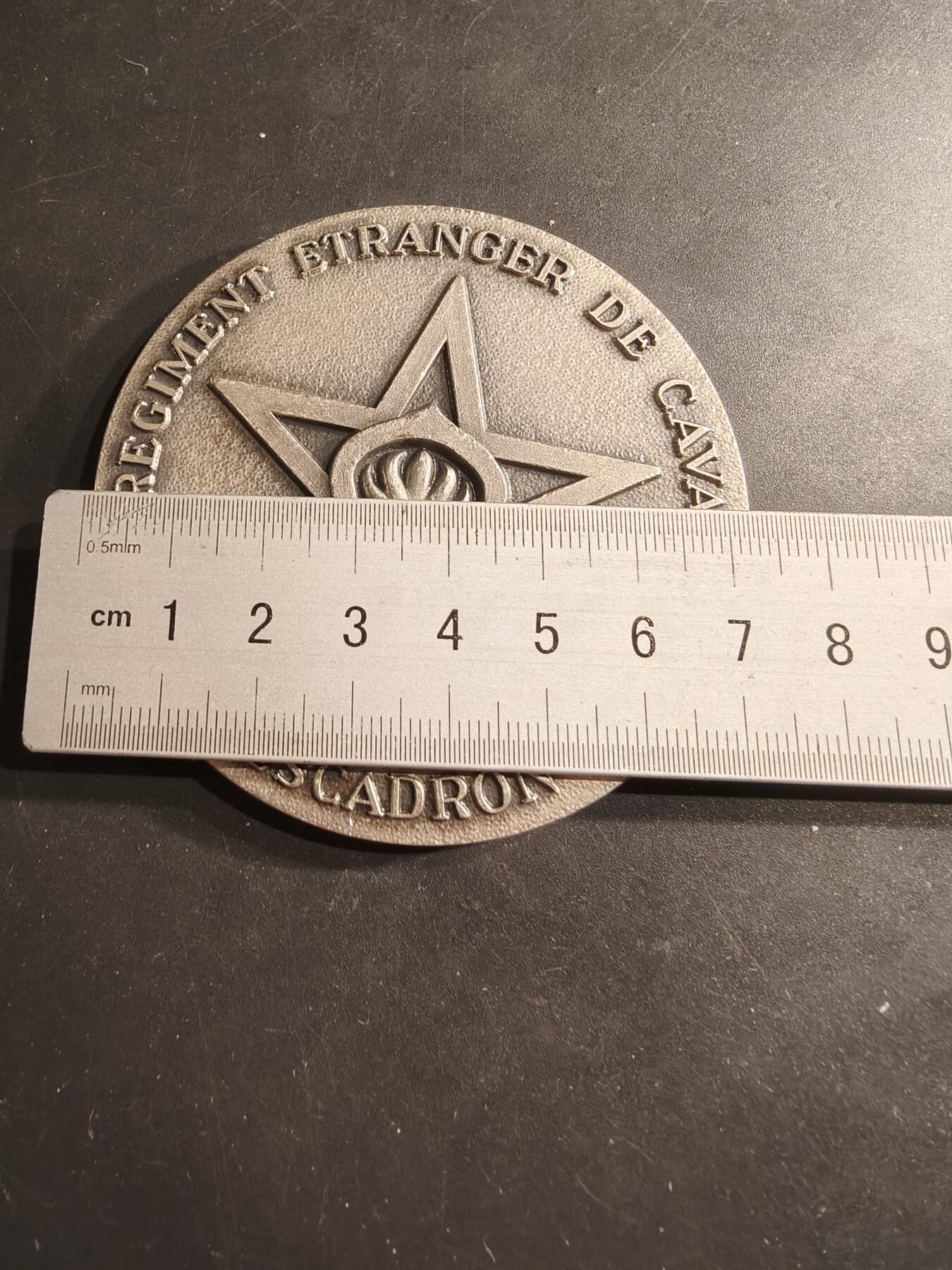 老王徽章第190期 法国外籍军团第1骑兵团第3中队镀银大铜章     直径72mm    重量163.5g