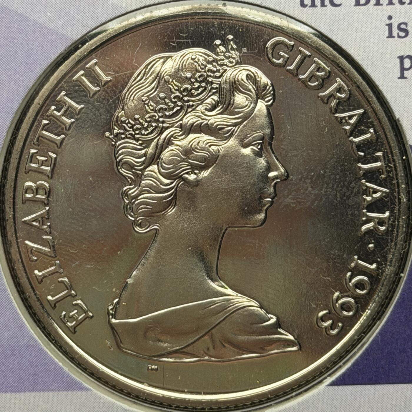 ＜星葵🌻钱币社＞第72期·东奔西走的硬币·3月31日发货 〈邮币封〉直布罗陀1993年克朗中的皇冠·乔治五世1克朗纪念币