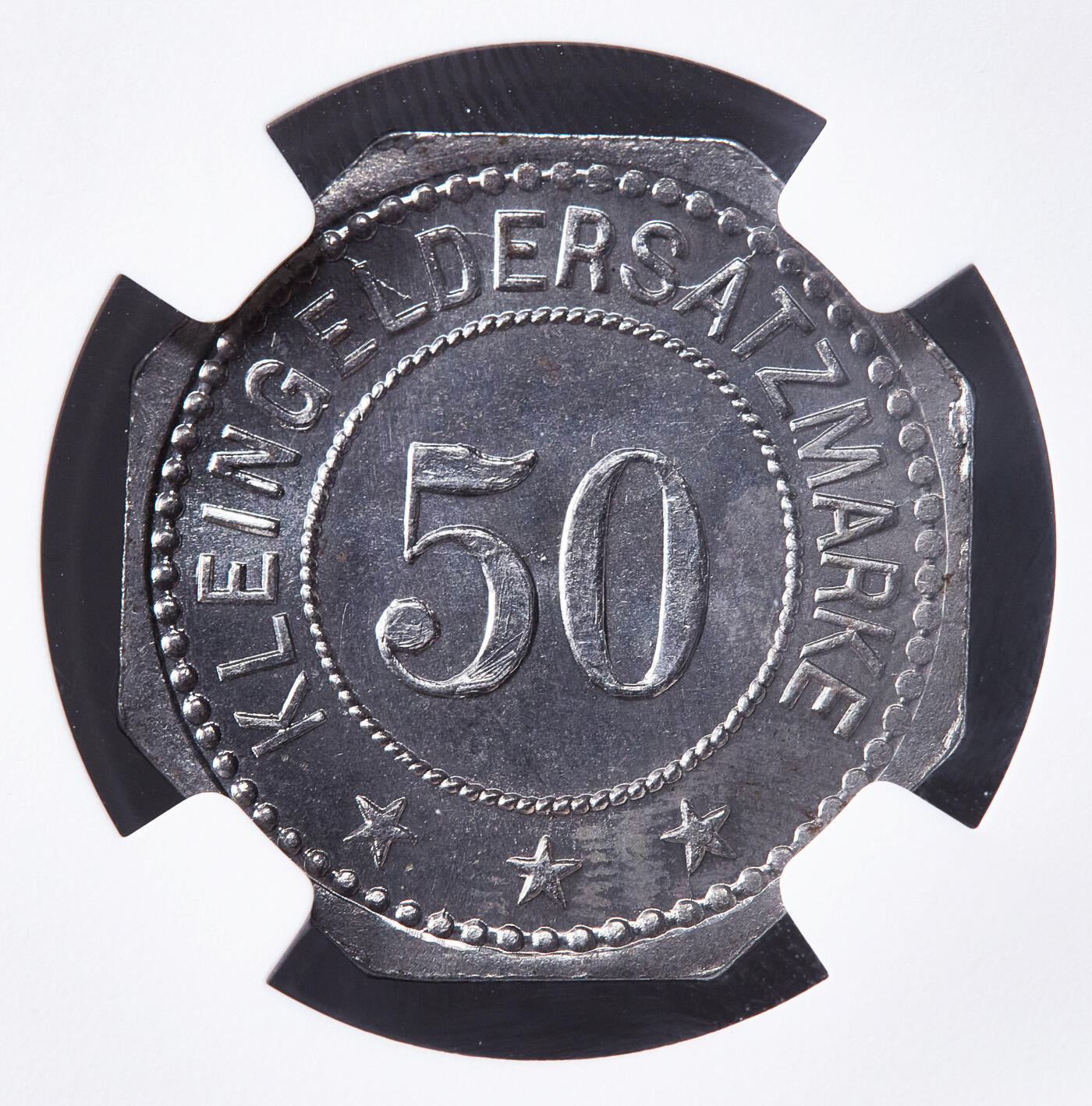 【俄甄集藏】2026年(050)04-01星期三 晚 19:30 全场包邮 德国1920年代紧急时期施滕达尔50芬尼代用铁币，NGC MS64，原光品相，保存难得，少见品种