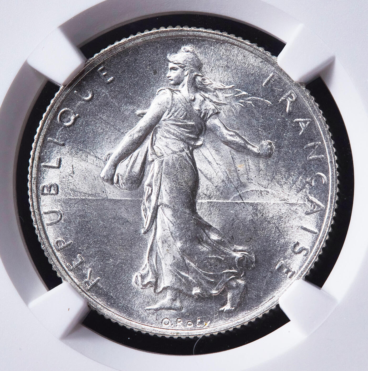 【俄甄集藏】2026年(050)04-01星期三 晚 19:30 全场包邮 法国1920年播种女神2法郎银币，NGC MS63，转光品相