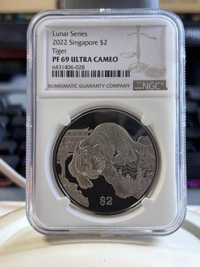 第194期拍卖 - 新加坡2022年十二生肖虎年铜镍纪念币NGC-PF69带盒证书