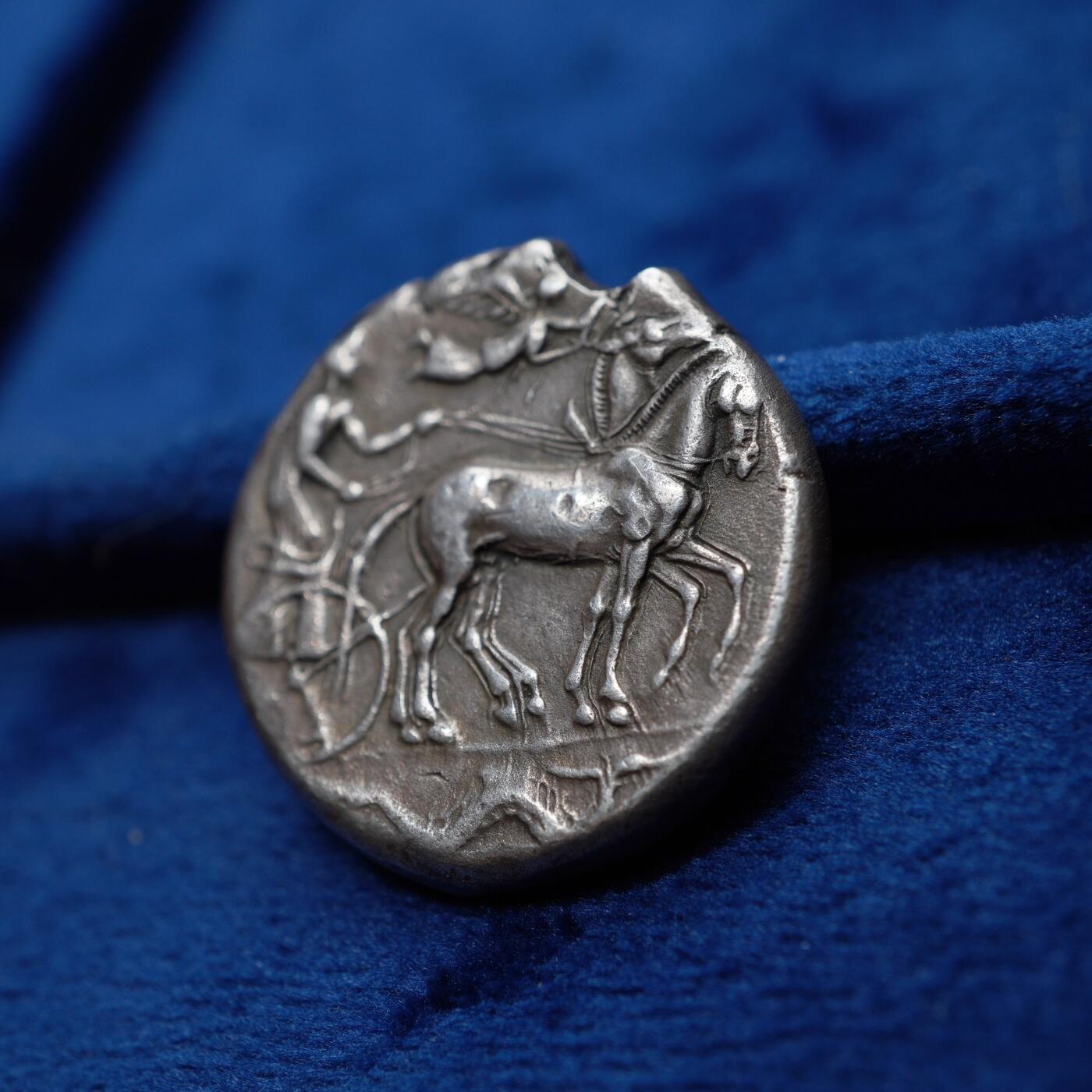 琋语集藏2026年04月欧洲古典打制币拍卖 古希腊西西里岛-水泽仙女阿瑞苏萨四德银币（大英博物馆复刻）