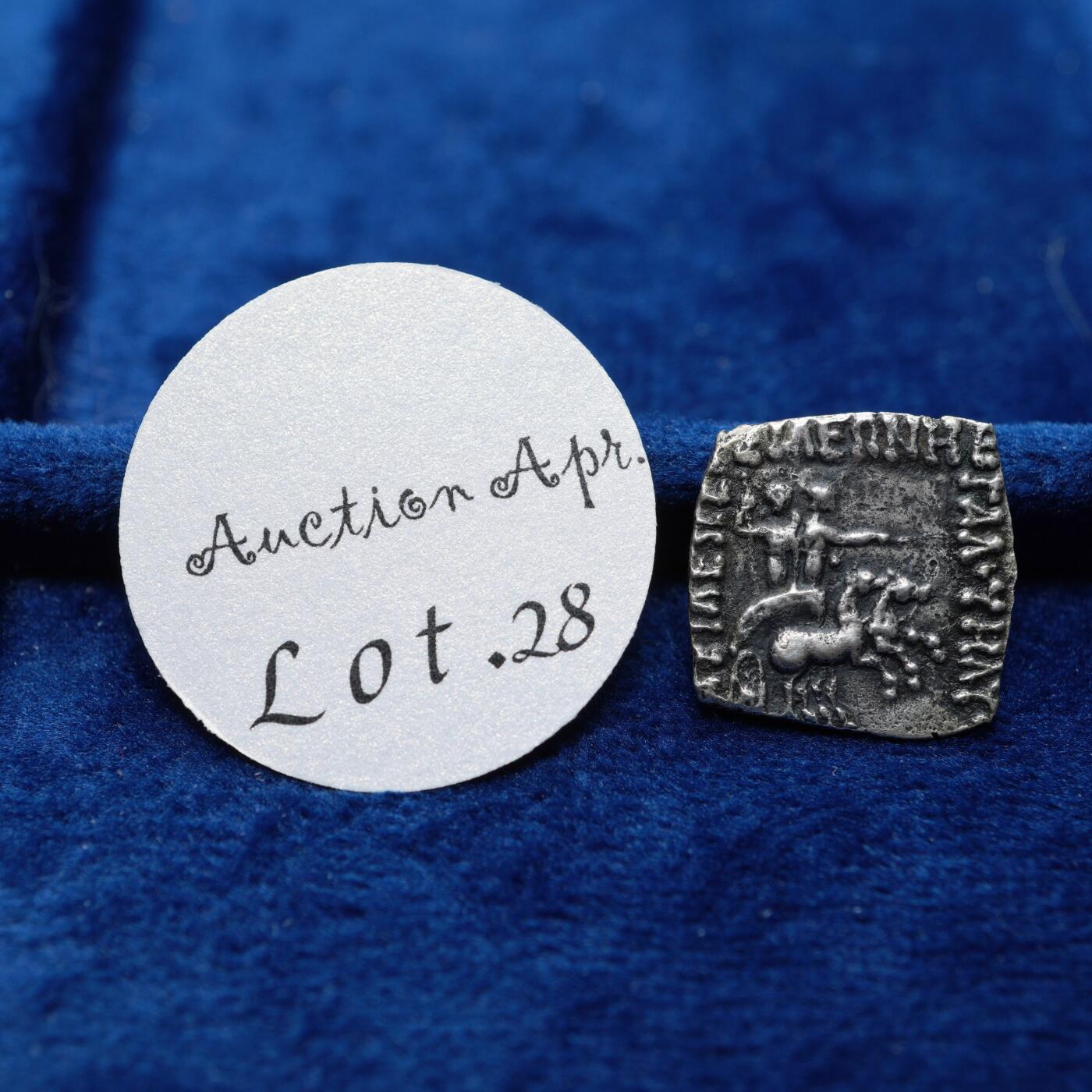 琋语集藏2026年04月欧洲古典打制币拍卖 印度-塞克 毛伊斯1德方形银币（Weinstein旧藏）