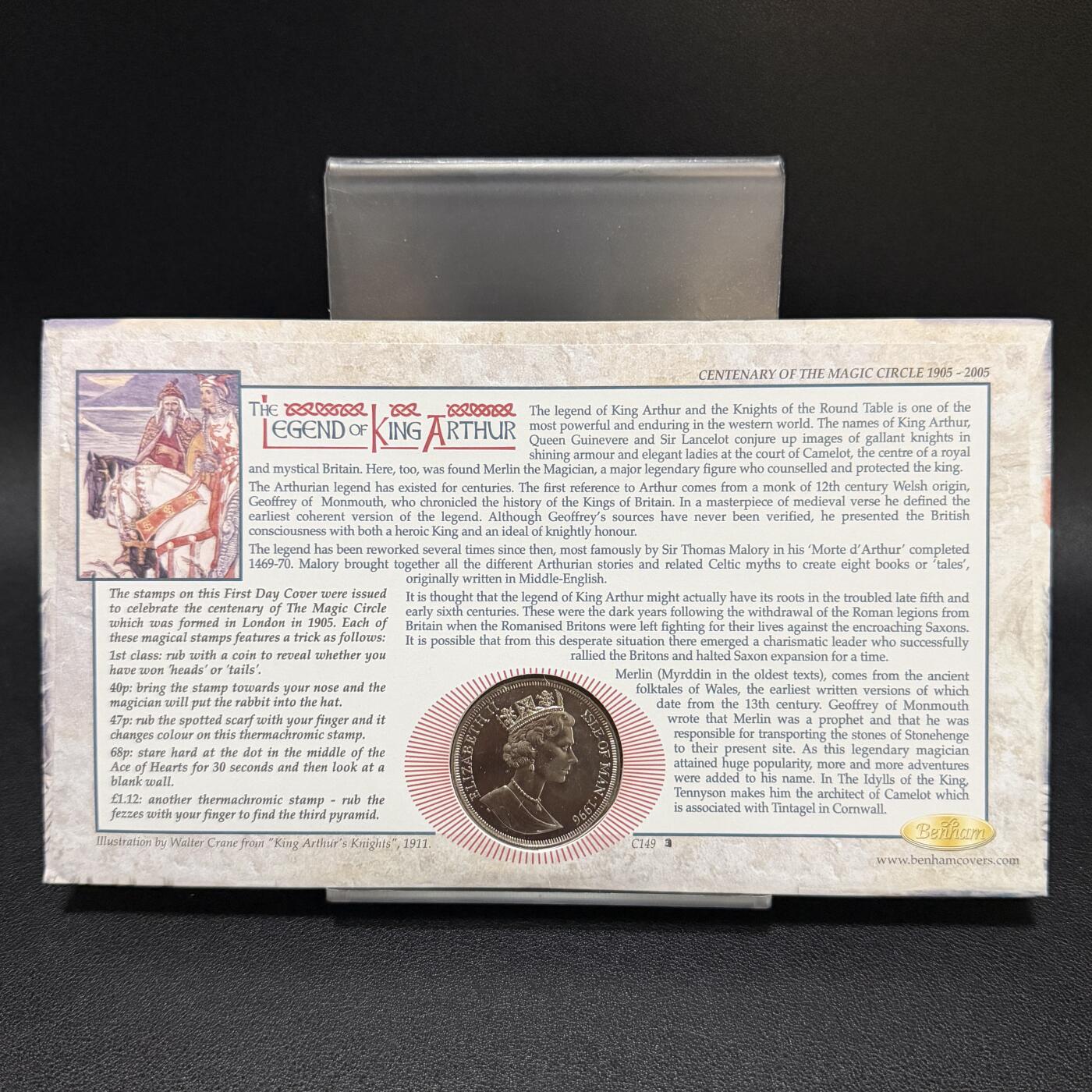 ＜星葵🌻钱币社＞第72期·东奔西走的硬币·3月31日发货 〈邮币封〉马恩岛1996年亚瑟王传奇·亚瑟王1克朗纪念币