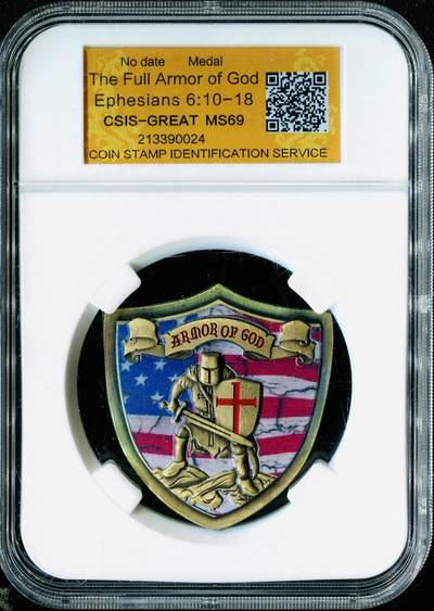 CSIS-GREAT评级精品钱币拍卖第三百四十六期 - 上帝武装 盾徽彩色异形纪念章 盾牌 CSIS69