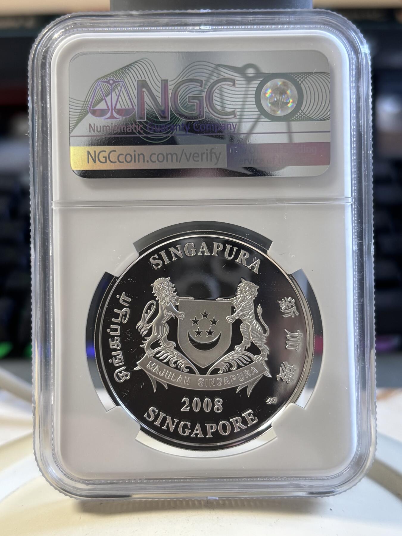 第194期拍卖 新加坡2008年花卉系列彩色20克纪念银币2枚套NGC-PF70-PF69,999银，20克*2