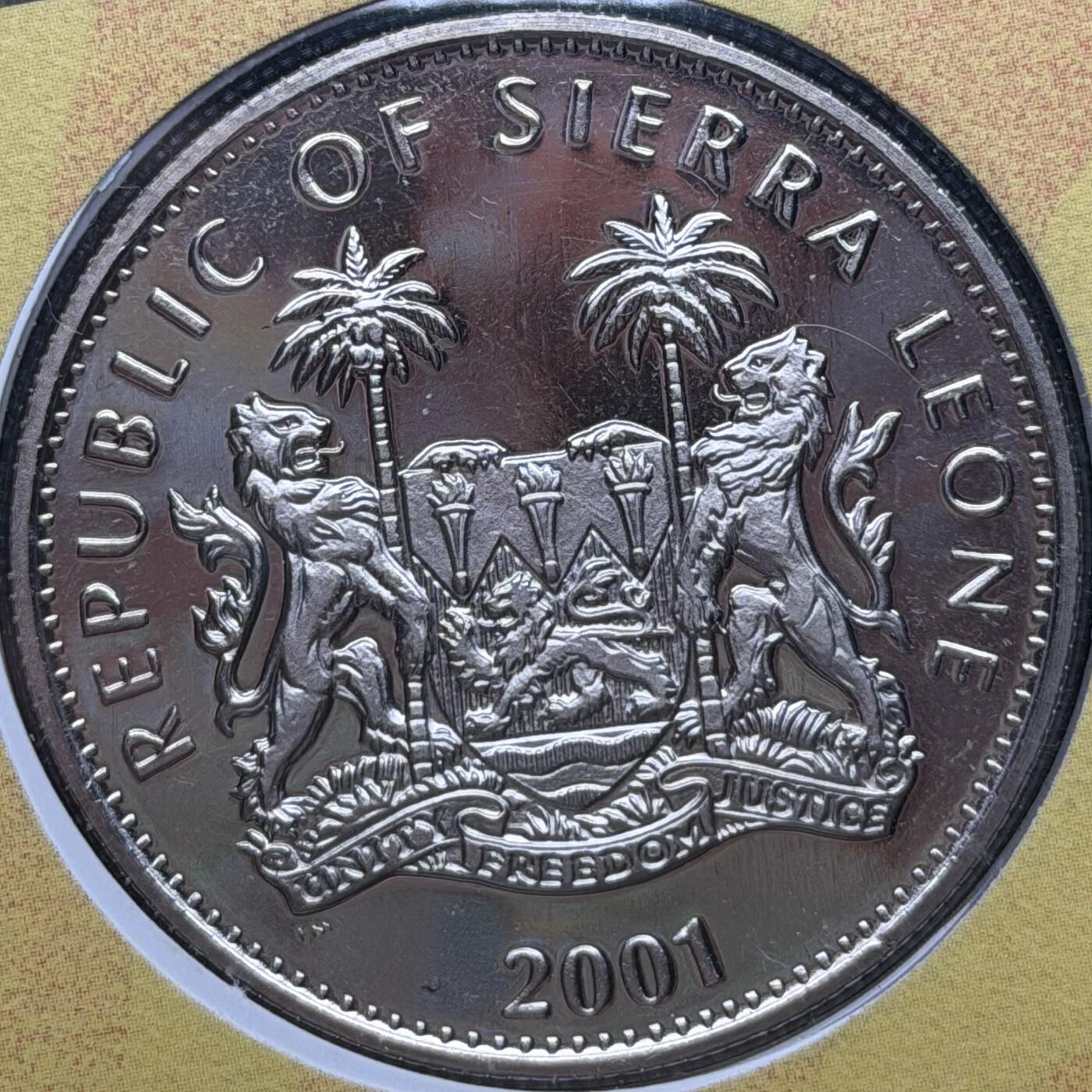 ＜星葵🌻钱币社＞第72期·东奔西走的硬币·3月31日发货 〈邮币封〉塞拉利昂2001年非洲五霸·狮子1元克朗型纪念币