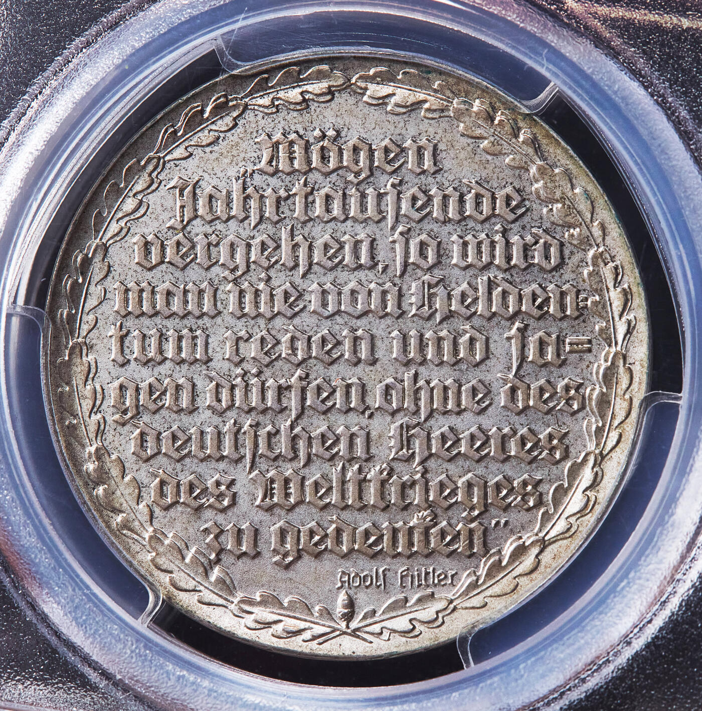 【俄甄集藏】2026年(050)04-01星期三 晚 19:30 全场包邮 德国第三帝国1935年纪念一战磨砂银章，PCGS SP63，少见品种，磨砂底板，原味状态