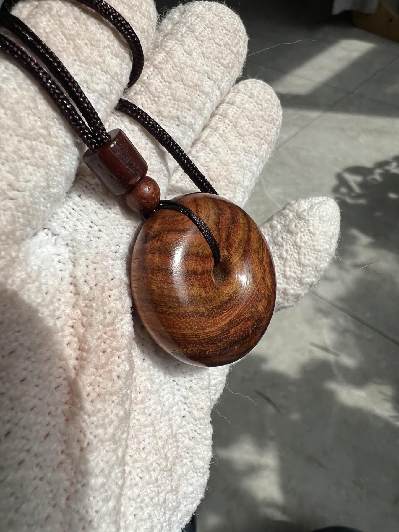 零元拍：虎皮纹海南黄花梨平安扣：32/12MM