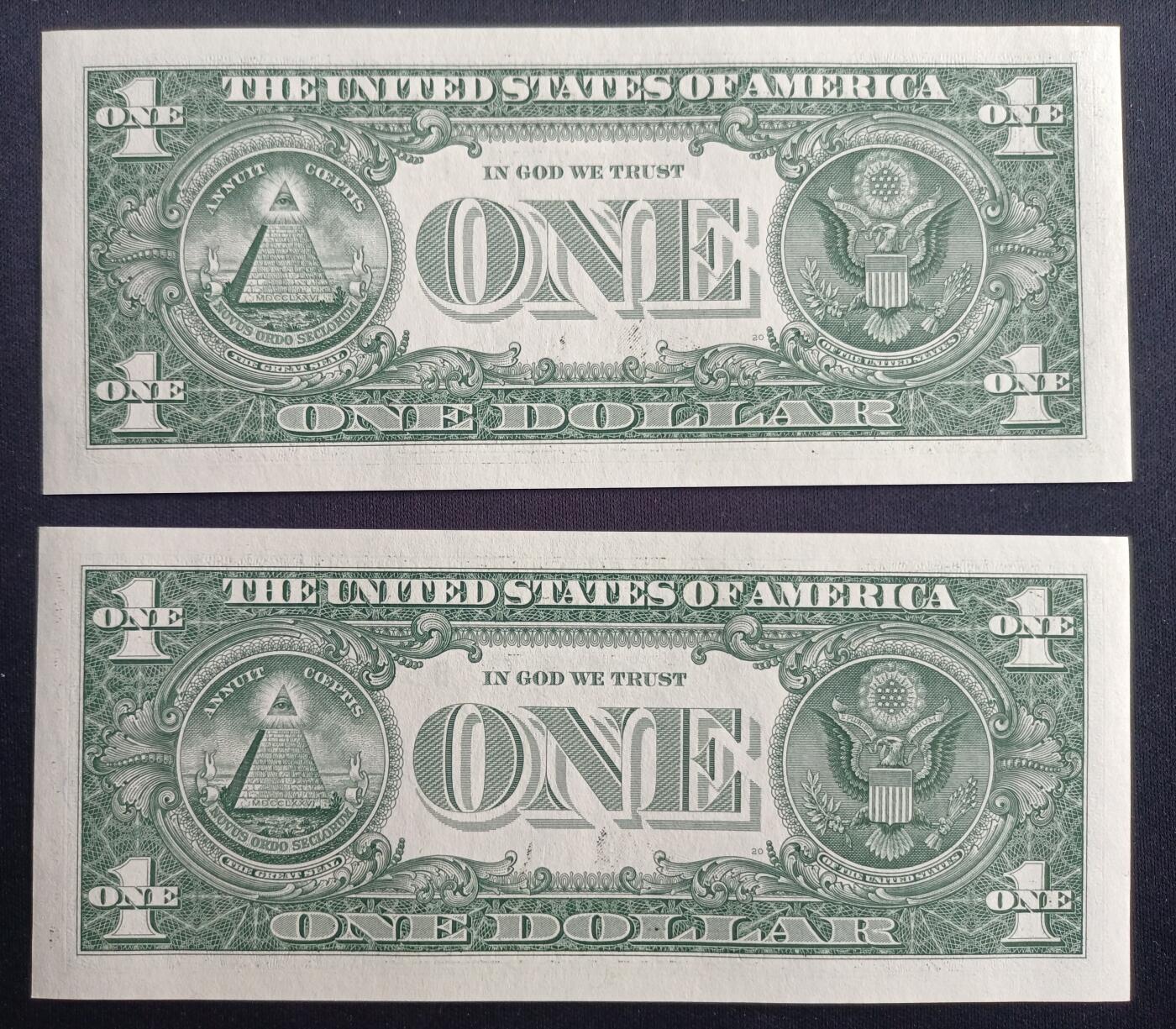 【游宝包邮场】马年第16期 好品组钞场 周六截拍 美国-1美元【2017年 断连 B57802215/18 全新UNC】