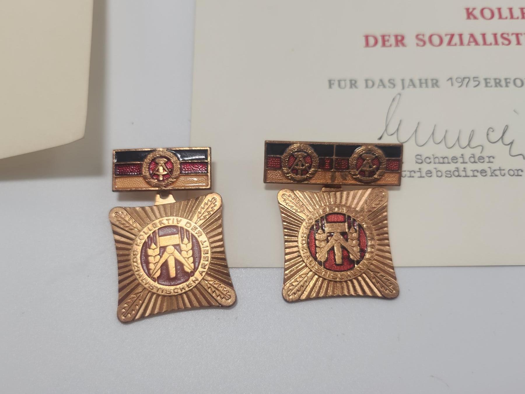 南水社第4次拍卖  民主德国社会主义劳动集体奖章证书女性得主二次获得