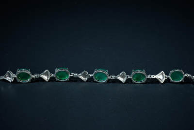 上海都达杂项专场102【全场包邮】  天然绿玛瑙 蛋面手链94-156