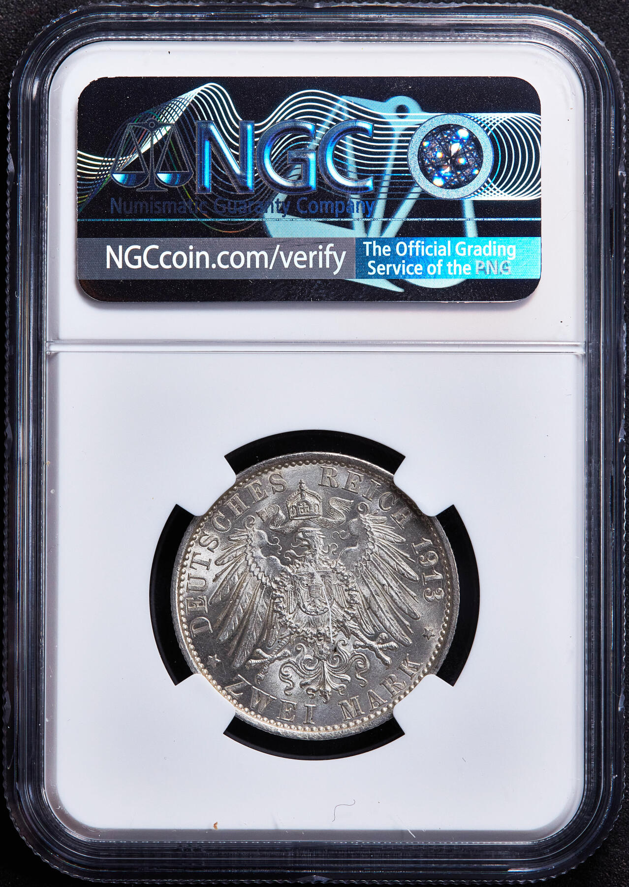 【俄甄集藏】2026年(050)04-01星期三 晚 19:30 全场包邮 德国普鲁士1913年A版威廉二世军装2马克银币，NGC MS62，原味状态，转光品相