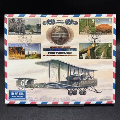 ＜星葵🌻钱币社＞第72期·东奔西走的硬币·3月31日发货 - 〈大型邮币封〉马恩岛1994年飞行中的人·首航英国至澳大利亚1克朗纪念币