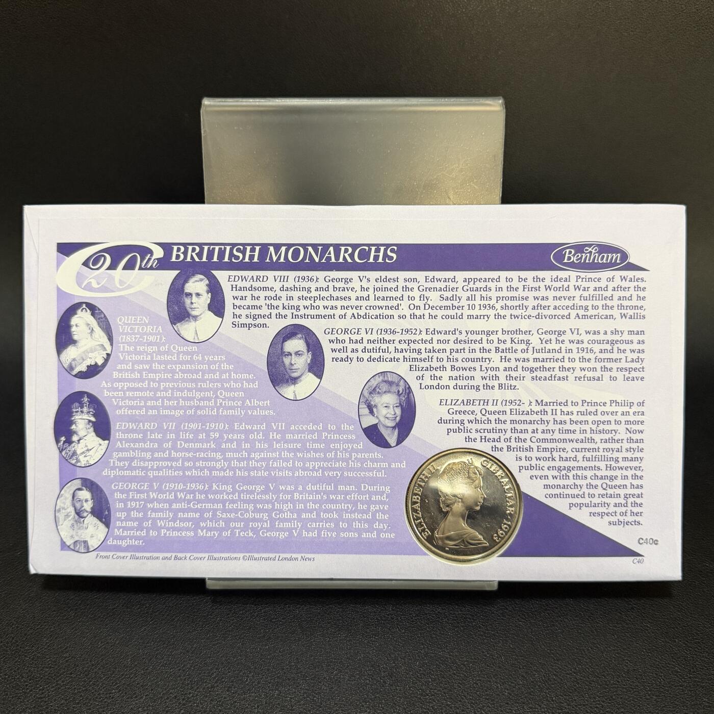 ＜星葵🌻钱币社＞第72期·东奔西走的硬币·3月31日发货 〈邮币封〉直布罗陀1993年克朗中的皇冠·乔治五世1克朗纪念币