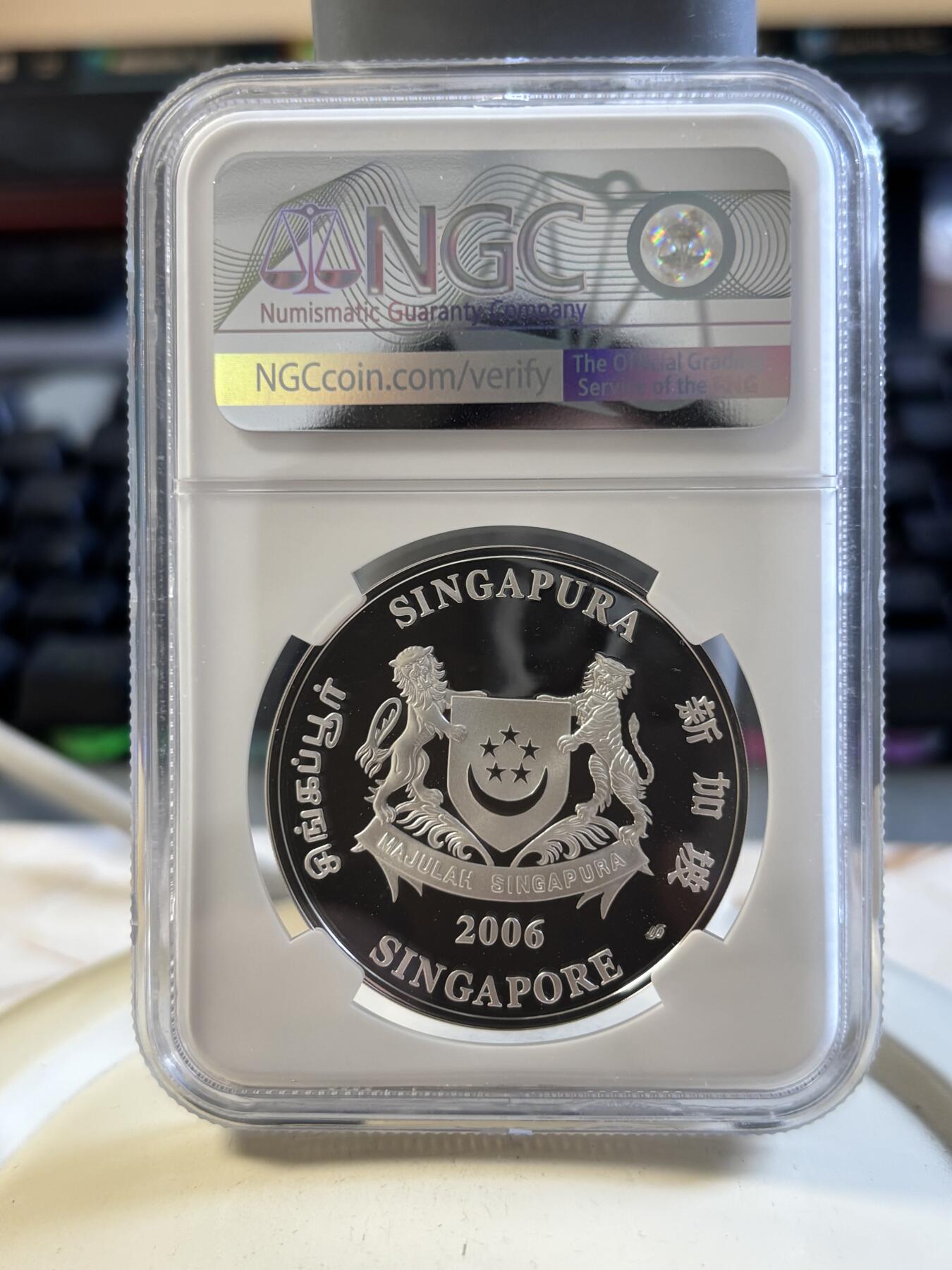 第194期拍卖 新加坡2006年花卉系列彩色1盎司纪念银币2枚套NGC-PF69,999银，1盎司*2