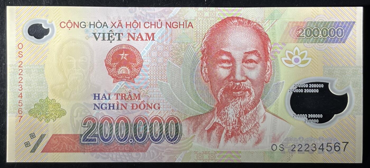 小福收藏拍卖第203期 裸钞场 本期有多张豹子号靓号 仅发行1000枚亚克力砖封蒙古20000图格里克帝国800周年纪念钞 瑞士200法郎 百慕大样钞洋葱冠全套 巴林首版大全套 卡塔尔四张套 越南 保加利亚 马其顿等多国精美纸币 越南 2022年 200000盾 顺子号234567 unc