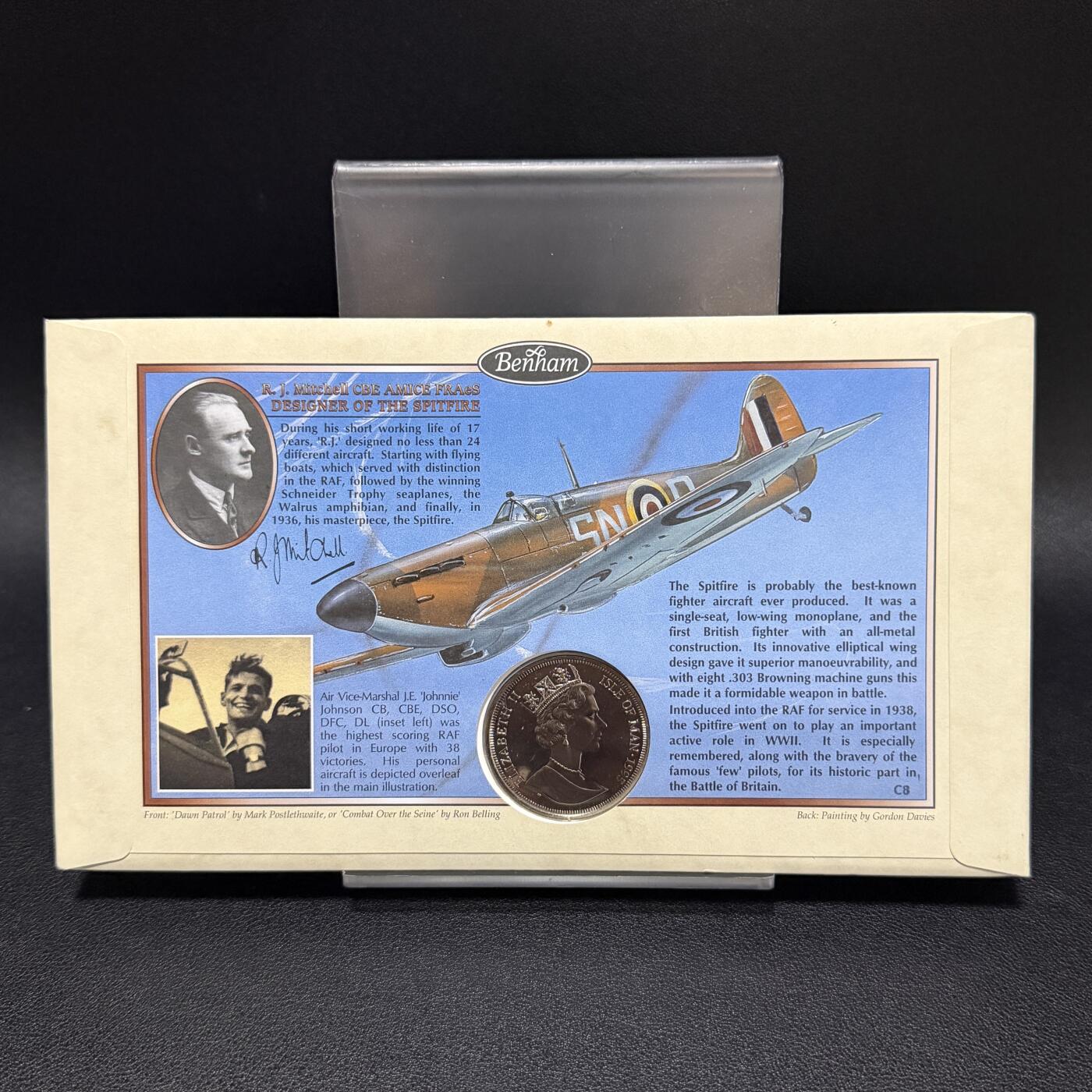 ＜星葵🌻钱币社＞第72期·东奔西走的硬币·3月31日发货 〈邮币封〉马恩岛1995年二战飞机·喷火式战斗机1克朗纪念币