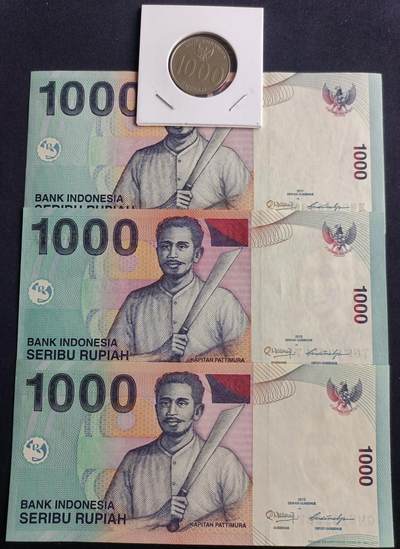 【游宝包邮场】马年第16期 好品组钞场 周六截拍 - 印尼-1000卢比【2010/11/12/13年 四连年份 一币三钞 全新UNC】