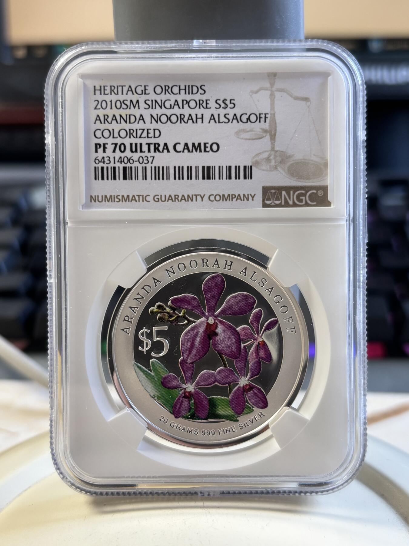 第194期拍卖 新加坡2010年花卉系列彩色20克纪念银币2枚套NGC-PF70,999银，20克*2