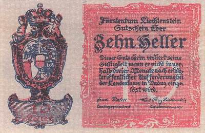 小福收藏拍卖第203期 裸钞场 本期有多张豹子号靓号 仅发行1000枚亚克力砖封蒙古20000图格里克帝国800周年纪念钞 瑞士200法郎 百慕大样钞洋葱冠全套 巴林首版大全套 卡塔尔四张套 越南 保加利亚 马其顿等多国精美纸币 - 列支敦士登 1920年 10赫勒 aunc