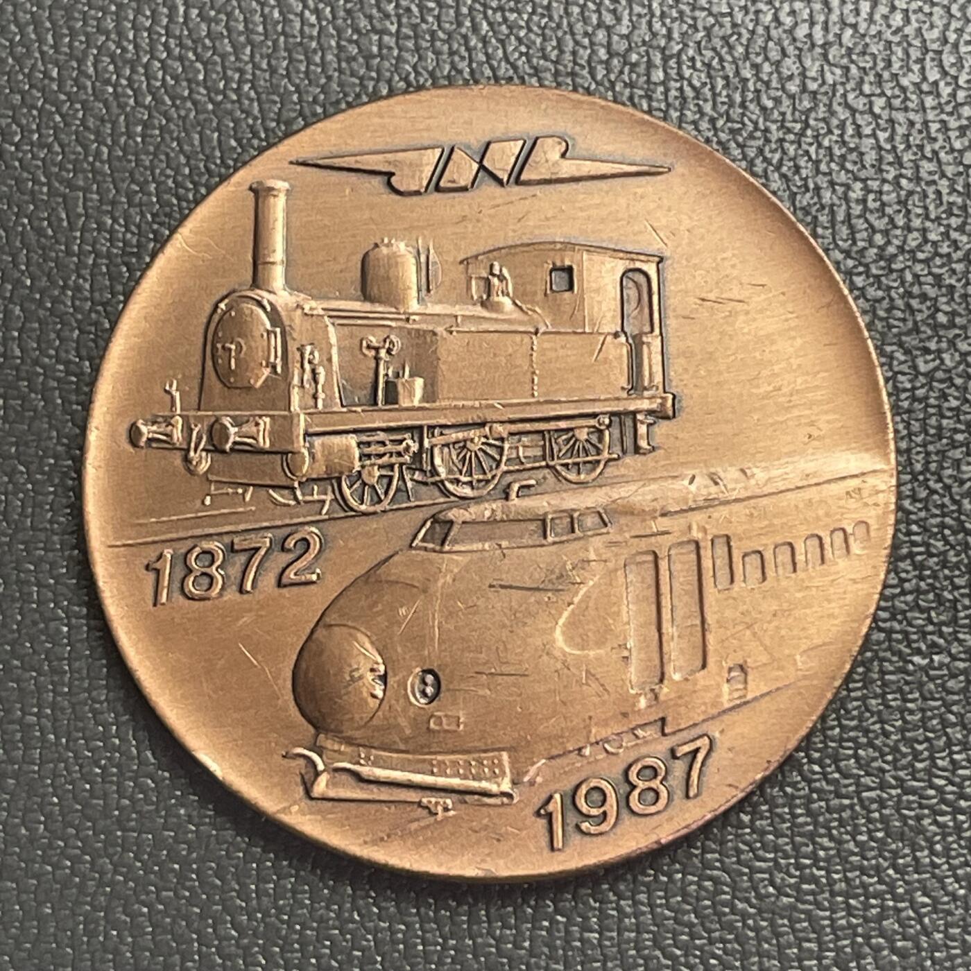 回流0328 日本1987年国有铁道（JNR）东京北铁道管理局 铁道开业115周年纪念铜章