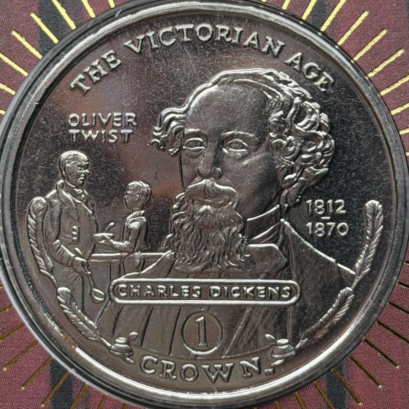 ＜星葵🌻钱币社＞第72期·东奔西走的硬币·3月31日发货 〈邮币封·签名版〉直布罗陀2001年维多利亚时代·查尔斯·狄更斯1克朗纪念币