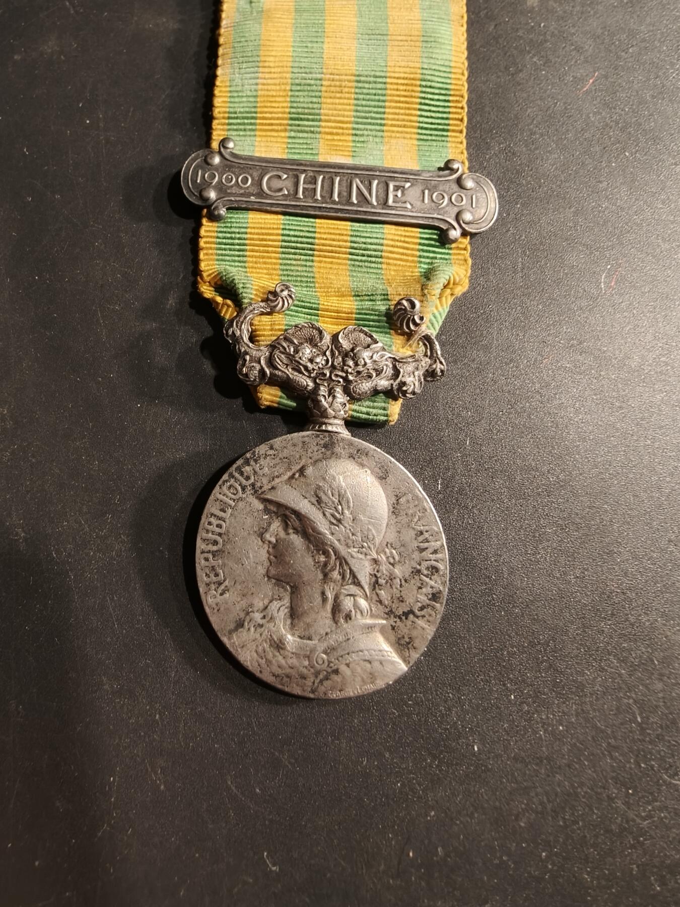 老王徽章第190期 法国庚子奖章     原盒    原铸950银   带勋条