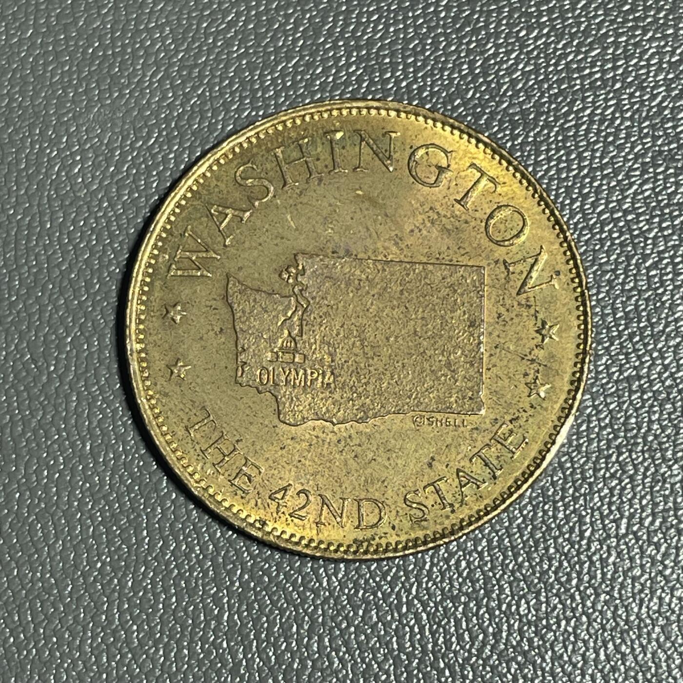 回流0328 全套50枚齐！Shell Oil（壳牌石油） 在20世纪60年代推出的「States of the Union（联邦各州）」集换式促销代币，属于美国州主题纪念章（Exonumia）