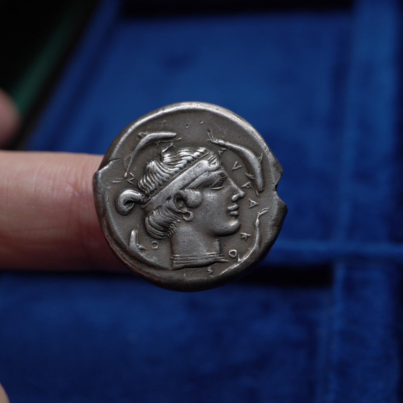 琋语集藏2026年04月欧洲古典打制币拍卖 古希腊西西里岛-水泽仙女阿瑞苏萨四德银币（大英博物馆复刻）