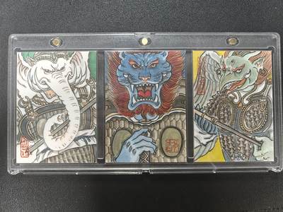 天玑星卡拍第182期《3.30周一截拍》持续收拍收评中 满赠卡需备注 - 【手绘卡】卢艺丰 狮驼岭三妖 卡背题字 手绘卡 一组三张