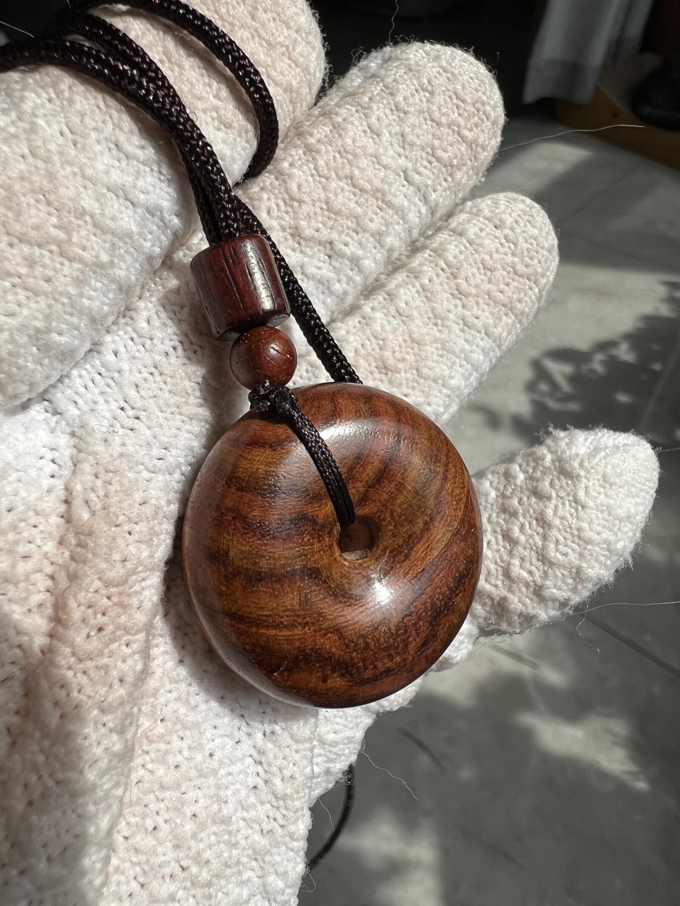 零元拍：虎皮纹海南黄花梨平安扣：32/12MM