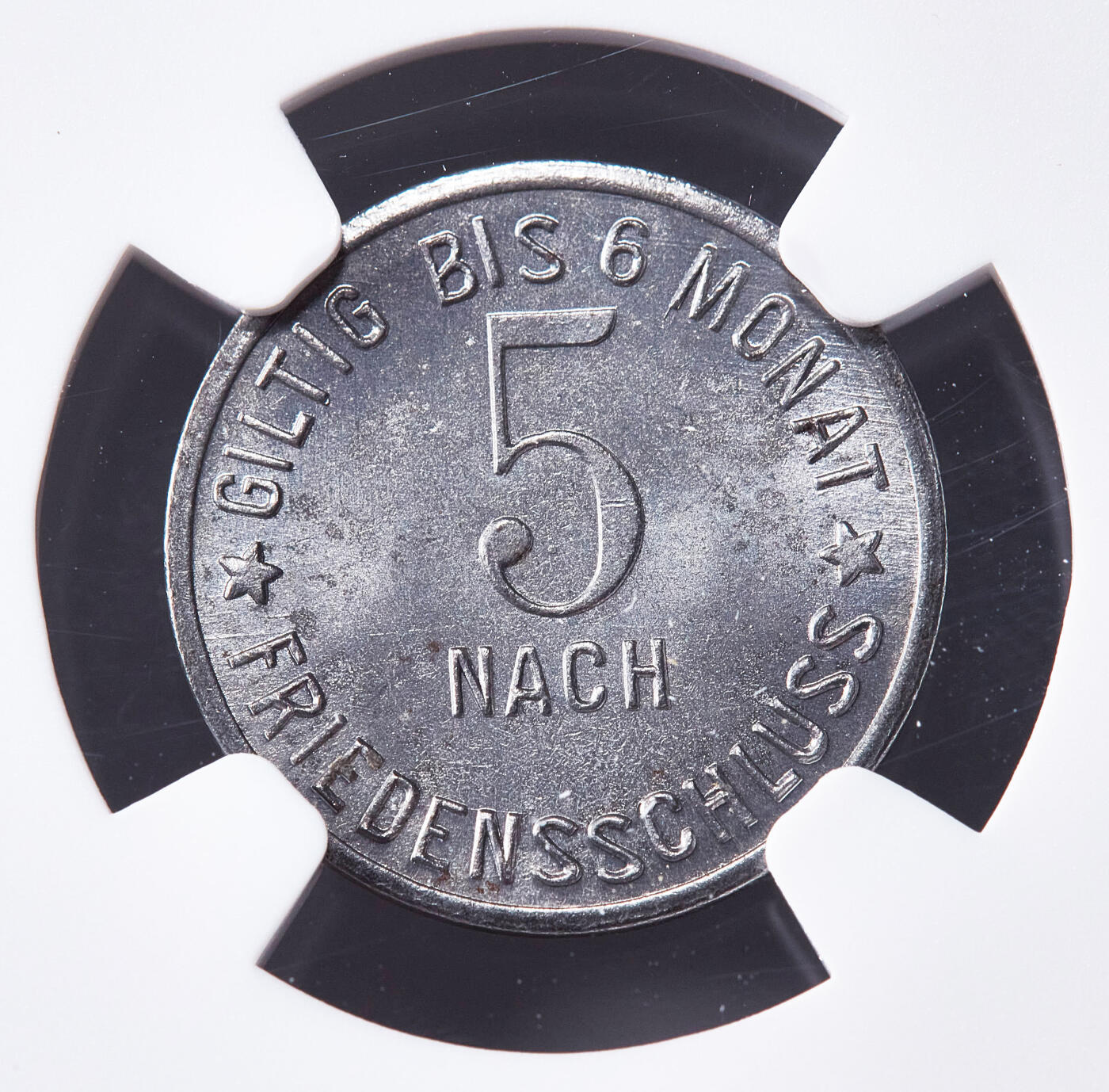 【俄甄集藏】2026年(050)04-01星期三 晚 19:30 全场包邮 德国1917年紧急时期埃尔本多夫5芬尼代用铁币，NGC MS64，转光品相，保存难得，稀有品种