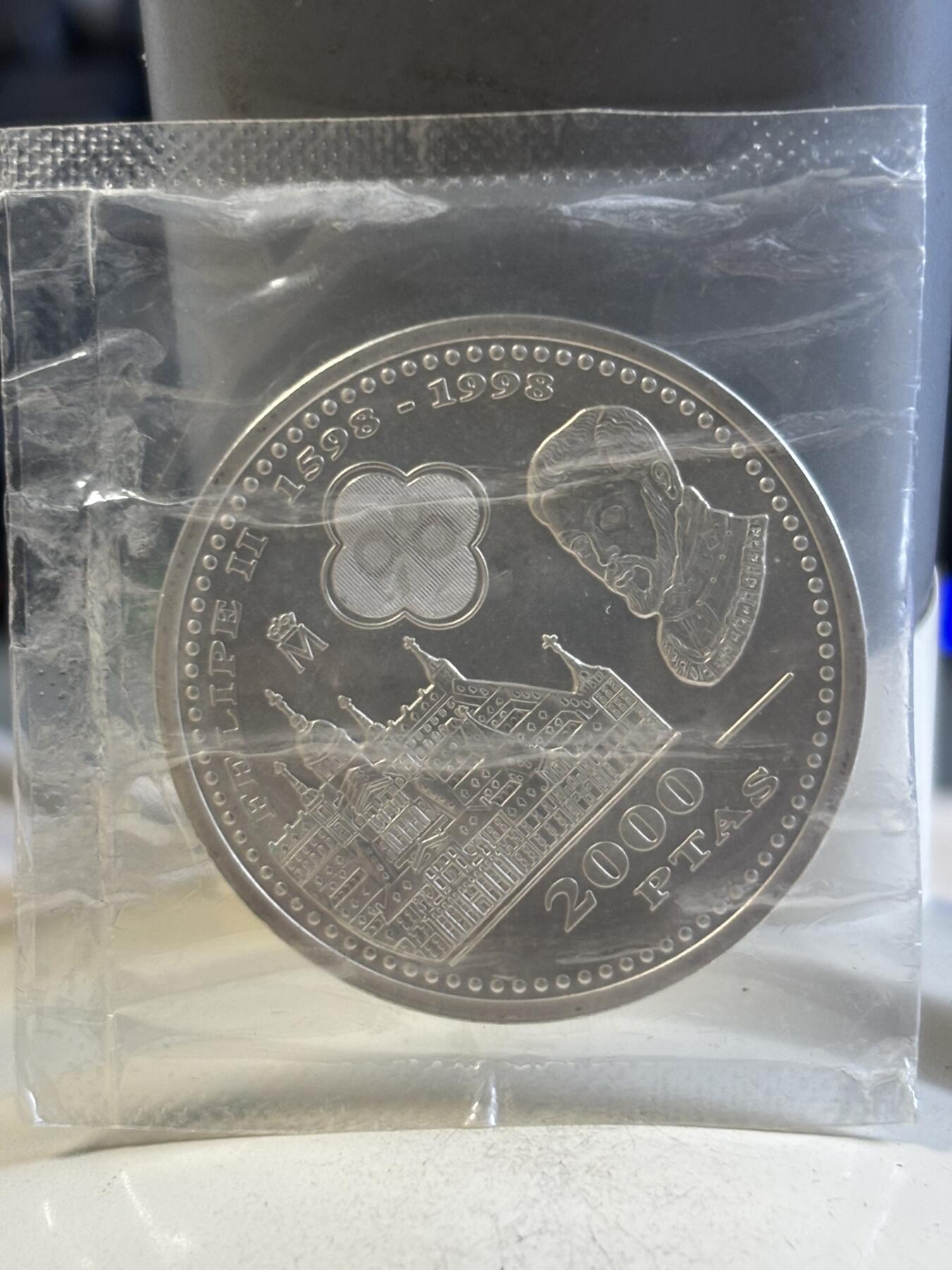 第194期拍卖 西班牙1998年菲利普二世诞辰400周年纪念银币，18.2克，925银，