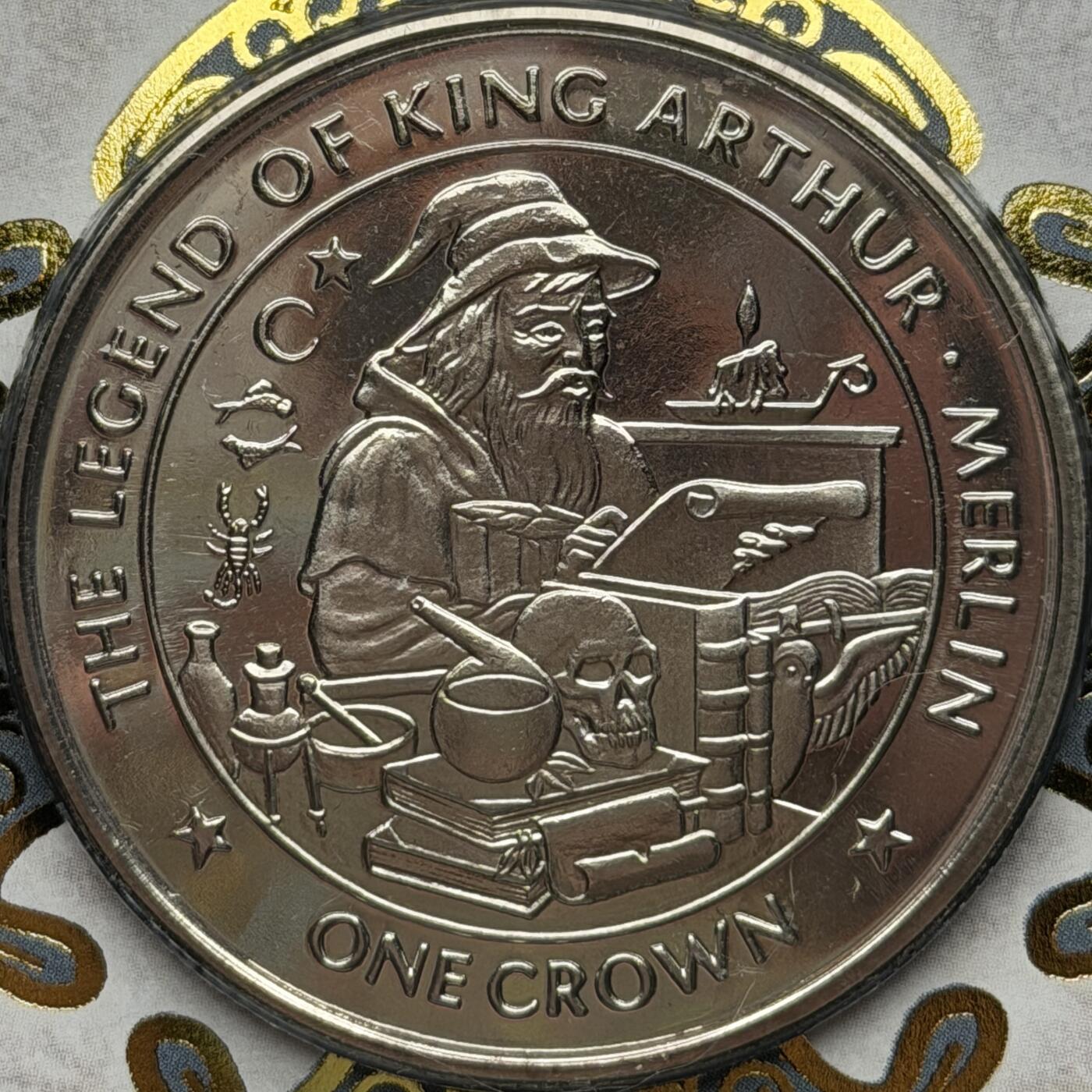 ＜星葵🌻钱币社＞第72期·东奔西走的硬币·3月31日发货 〈邮币封〉马恩岛1996年亚瑟王传奇·梅林1克朗纪念币