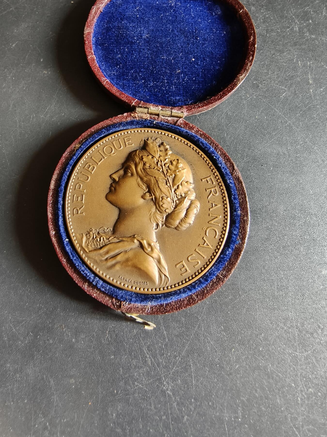 老王徽章第190期 法国利摩日国立装饰艺术学院大铜章     大师路易·波特作品     原盒       直径45mm      重量47.3g