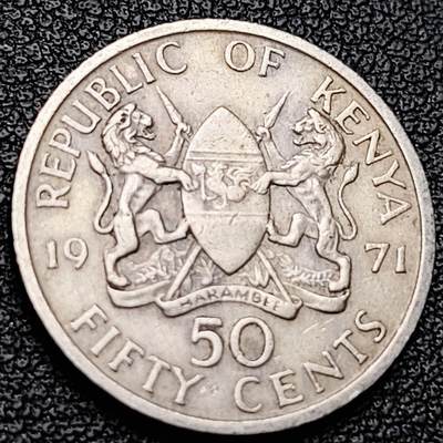 泉币菌-第217场-拍品多 请提前出价 - 1971 肯尼亚 独立后第一版 开国总统国父乔莫肯雅塔 背国徽