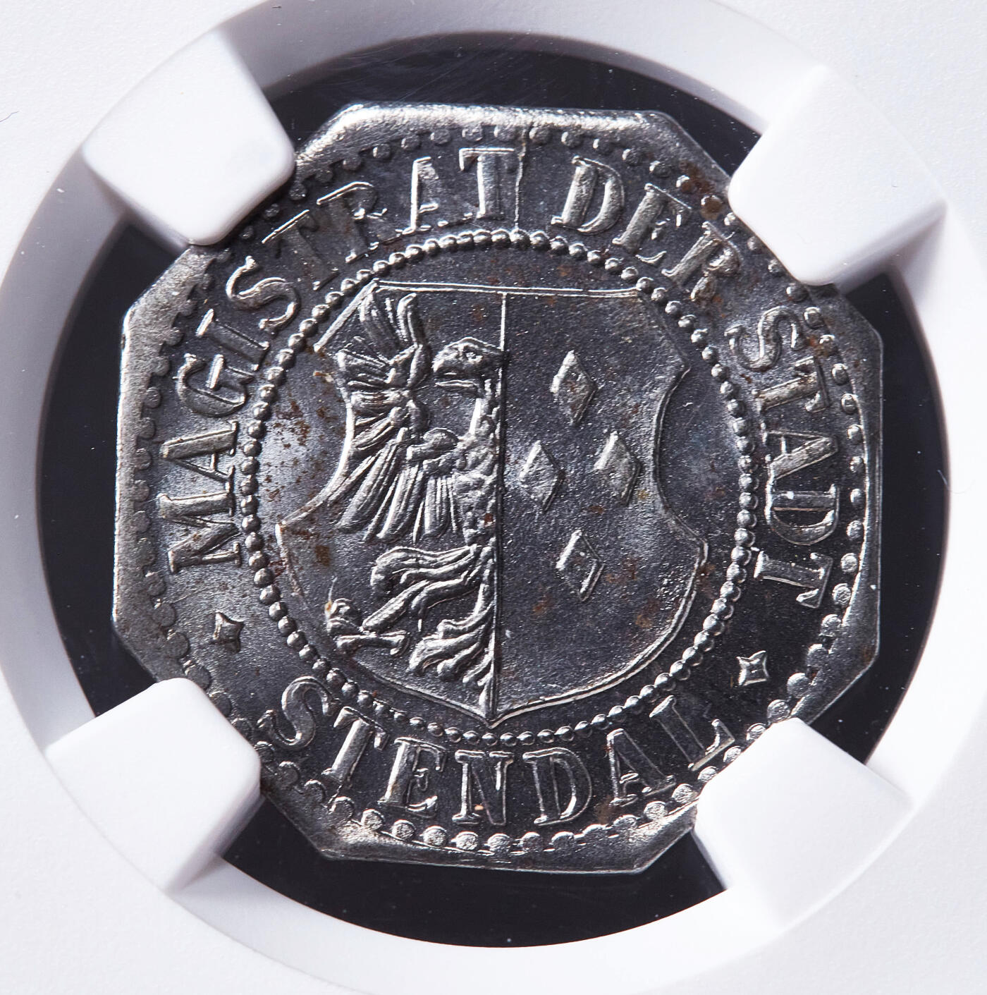 【俄甄集藏】2026年(050)04-01星期三 晚 19:30 全场包邮 德国1920年代紧急时期施滕达尔50芬尼代用铁币，NGC MS64，原光品相，保存难得，少见品种