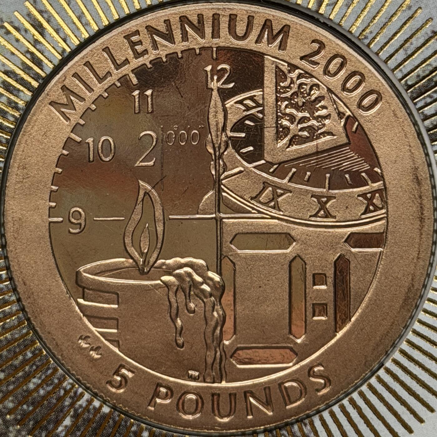 ＜星葵🌻钱币社＞第72期·东奔西走的硬币·3月31日发货 〈邮币封·签名版〉直布罗陀1999年千禧年5镑克朗型纪念币