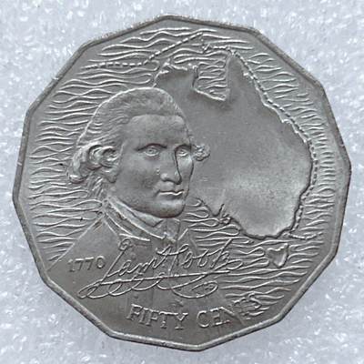 第一海外回流一元起拍收藏 散集专场  第309期 - 澳大利亚1970年50分多边形纪念币 库克船长发现澳大利亚200周年 好品