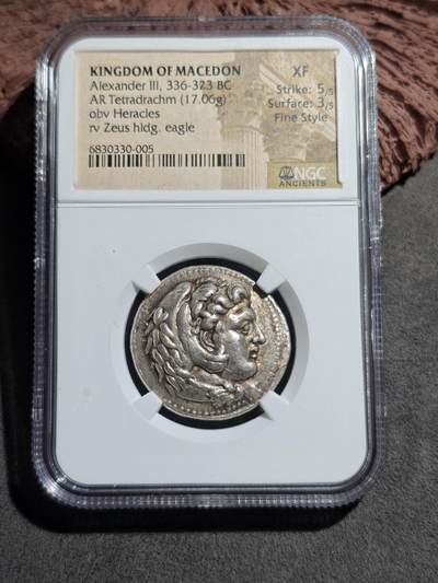 大象古币古希腊古罗马钱币专场首次拍卖1 - NGC评级Fine Style古希腊大力神狮皮盔宙斯四德拉克马银币麦稀奇古希腊钱币板块重器