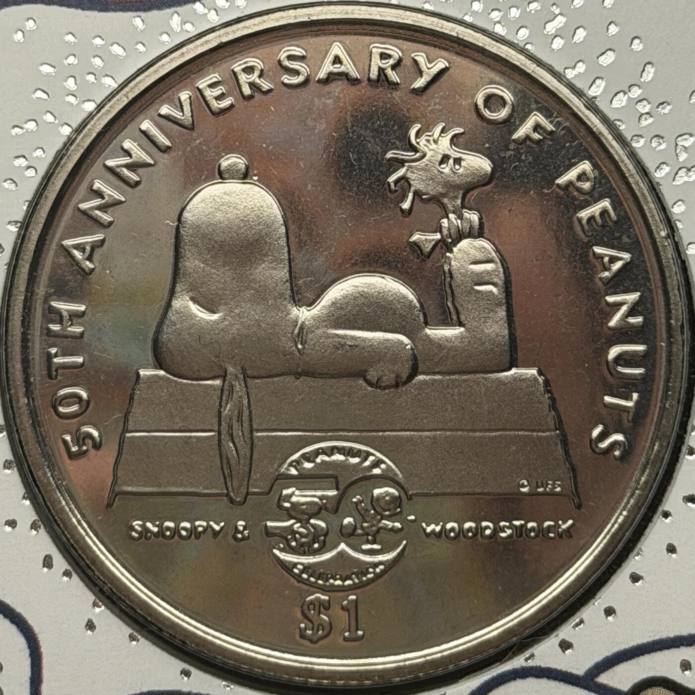 ＜星葵🌻钱币社＞第72期·东奔西走的硬币·3月31日发货 〈邮币封〉纽埃2000年花生漫画50周年1元克朗型纪念币