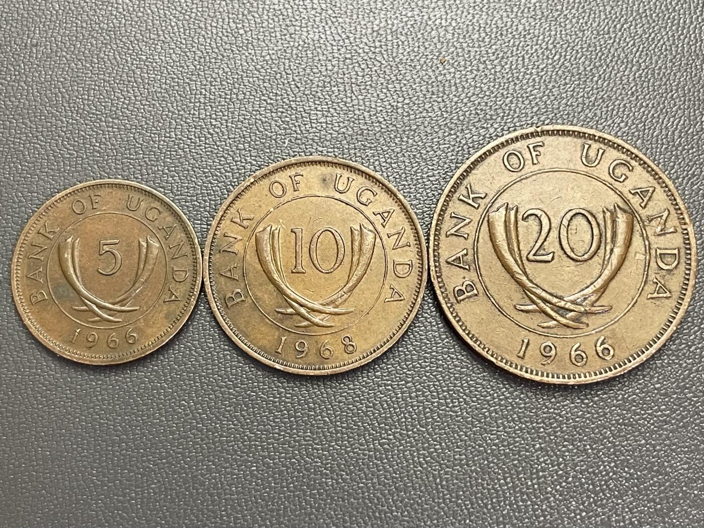 回流0328 乌干达60年代独立后早期铜币（5、10、20分）