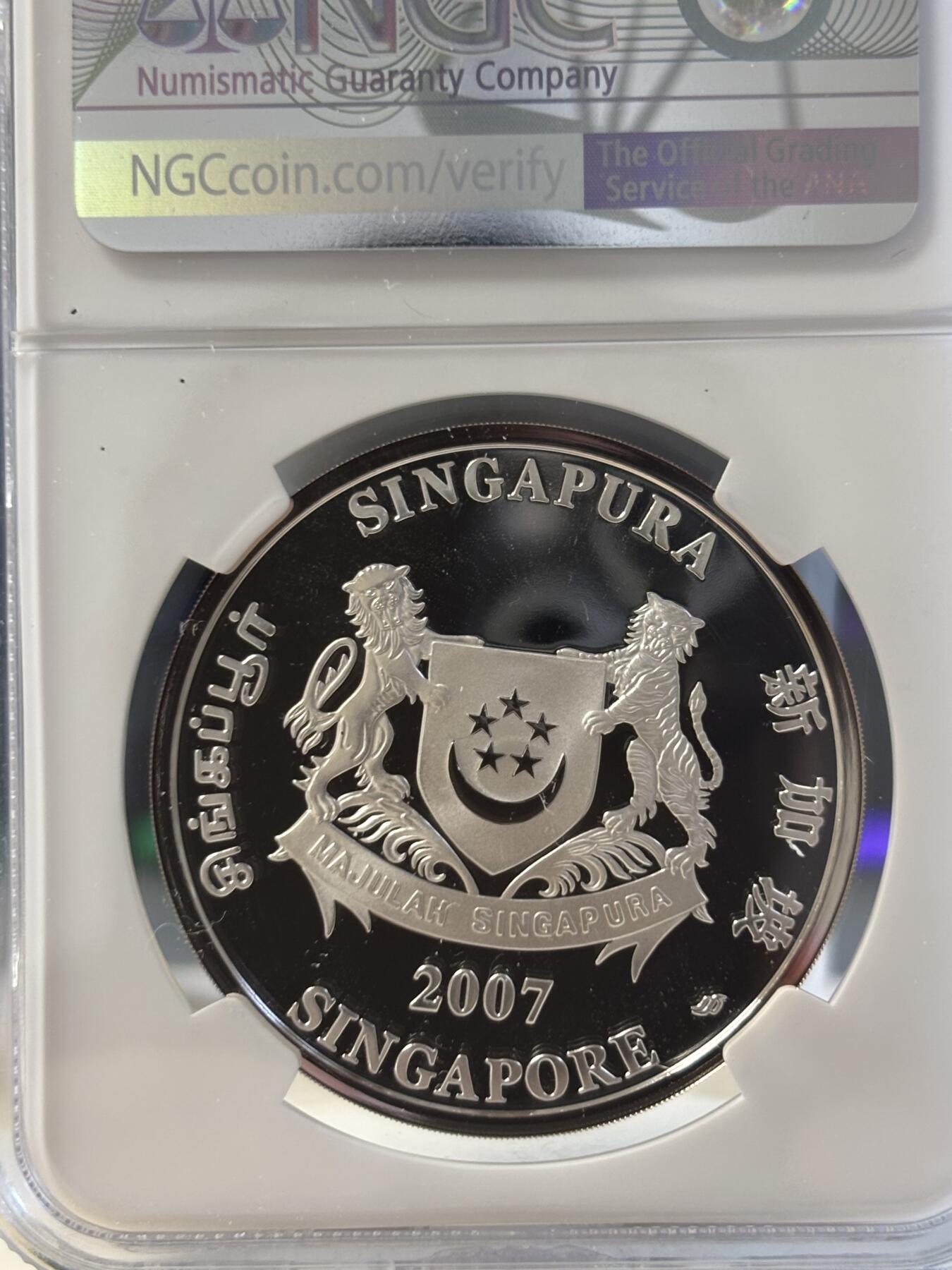 第194期拍卖 新加坡2007年花卉系列彩色20克纪念银币2枚套NGC-PF70-PF69,999银，20克*2