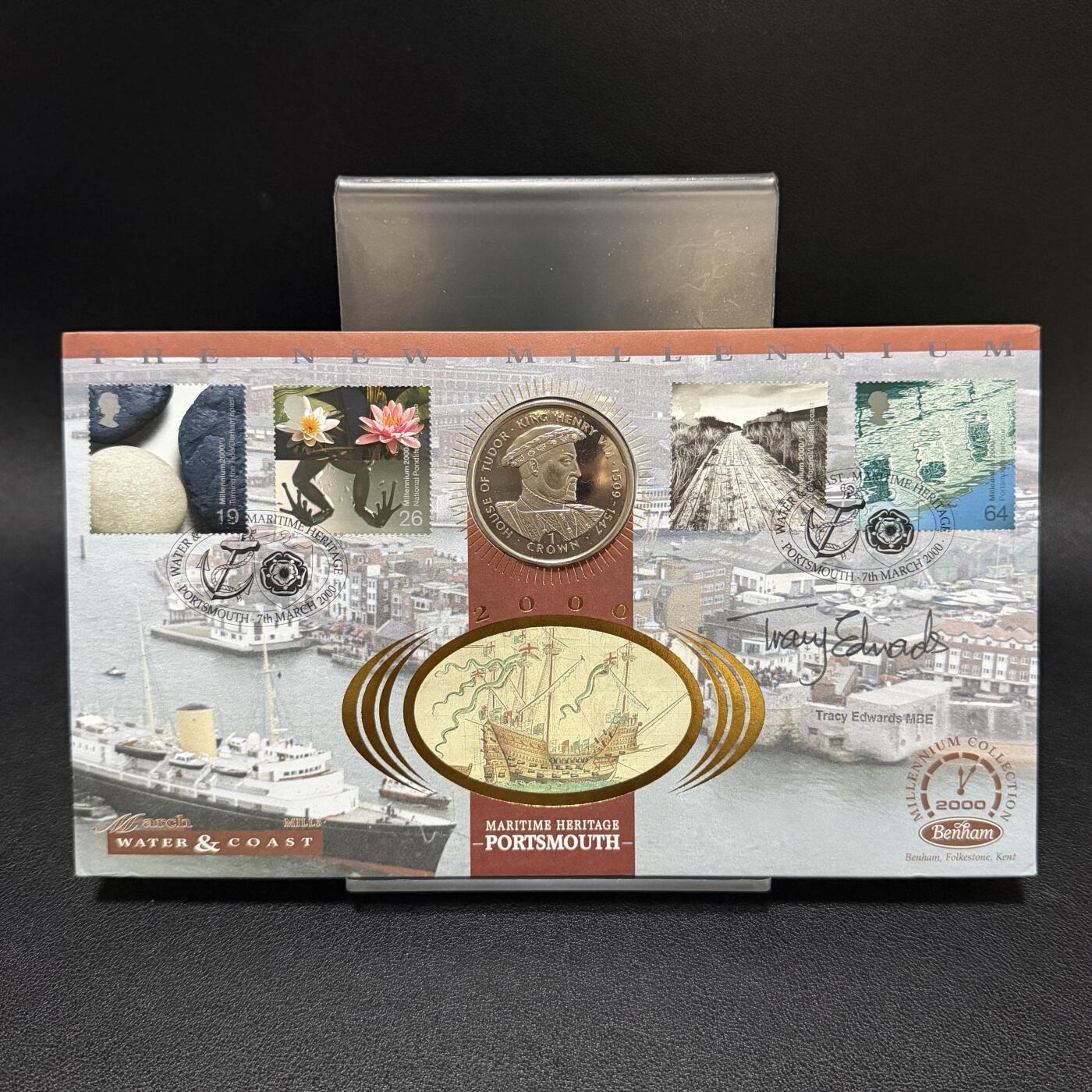 ＜星葵🌻钱币社＞第72期·东奔西走的硬币·3月31日发货 〈邮币封·签名版〉直布罗陀1999年英国国王和王后·亨利八世1克朗纪念币