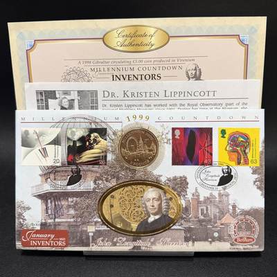 ＜星葵🌻钱币社＞第72期·东奔西走的硬币·3月31日发货 - 〈邮币封·签名版〉直布罗陀1998年千禧穹顶5镑克朗型纪念币